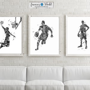 Basketball  black and white print Art, Boy Basketball Poster, Set of 3 Basketball Watercolor, Basketball Wall Art, Printable boy room decor