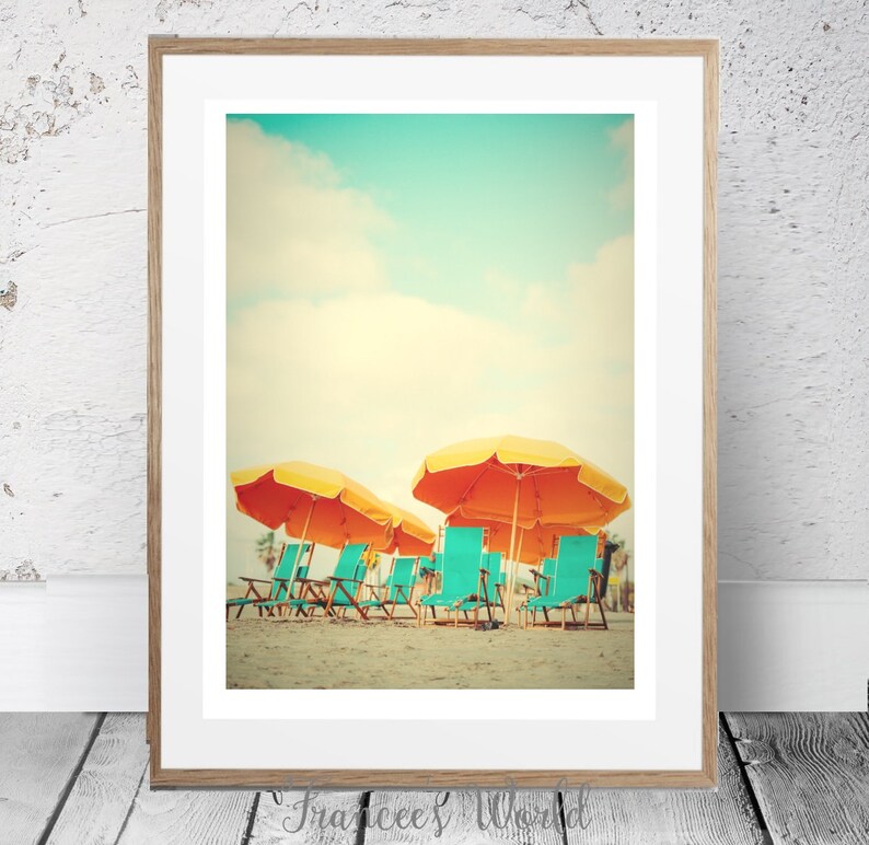 Beach Umbrella Print Beach PRINTABLE Art Ocean Print Boho Etsy