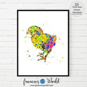 Baby Chick Print yellow chick print baby animal printable Watercolor illustrations Art Nursery Dorm Decor Art Dorm Hanging INSTANT DOWNLOAD