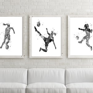 Soccer Wall Art Black and White Soccer Gift Art, Soccer Poster, Soccer ...