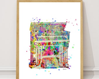 Vintage Piano Print, Piano Watercolor Art Print, Piano Wall Decor Home Decor  Instant Download, vintage piano piano poster, Pianowall art