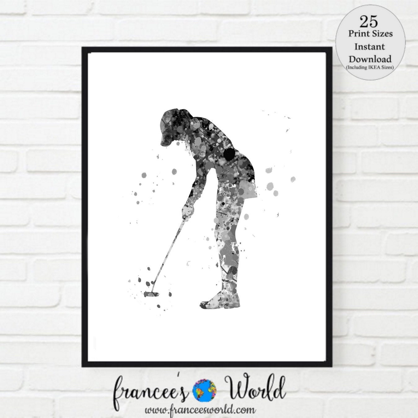 Golf Print Black and White Female Golf Printable Golf Wall Etsy