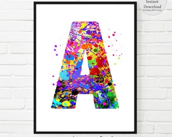 Buchstabe A Wohnheim Dekor, Buchstabe Kunst, Buchstabe A Druck, Buchstabe A Poster, Buchstabe A Aquarell, Buchstabe A Schild, Buchstabe A Monogramm, Buchstabe A Kinderzimmer