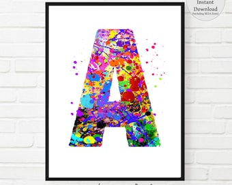 Letter A Wanddecoratie Letter Kunst Letter A Print Letter A - Etsy