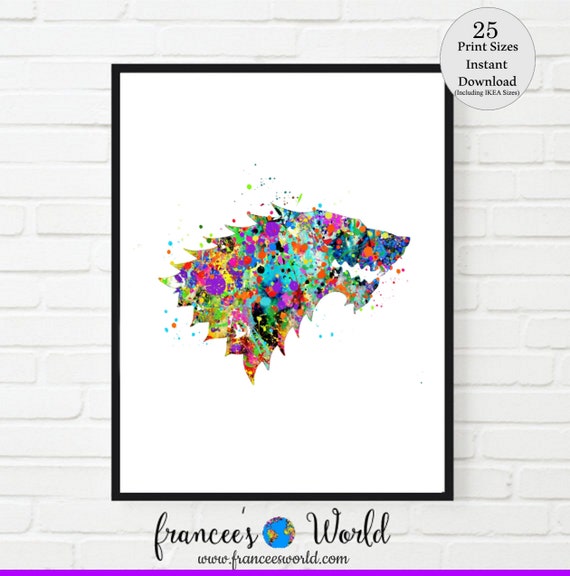 Game of Thrones House Stark Print, House Stark Art PRINTABLE, House Stark Decor, House Stark Poster, Dire Wolf, Game of Thrones House Stark Il_570xn