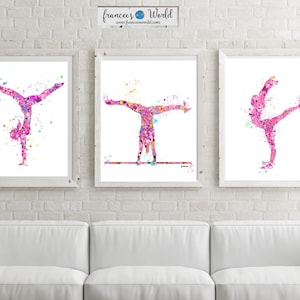 Gymnastics Gift,Pink Gymnastics Wall Art, Gymnastic Printable, Gymnastic party,Sport Print, Gymnast-girl room decor , set of 3wall art