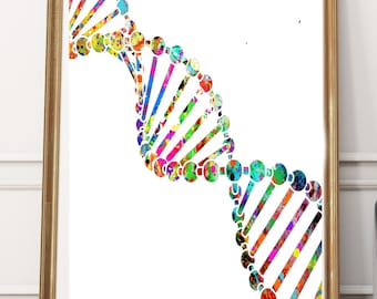 DNA Aquarell Art Print DNA-Molekül Medizinische Wohnheim Kunst Krankenschwester Geschenk Medizinische Kunst Wissenschaft Arzt Klinik Genetik Mikrobiologie Biologie