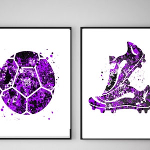 Fußball und Fußballschuhe Print-Set, Fußball druckbare Kunst, Fußball Poster, Sportkunst, Jugendzimmer, Fußballspieler Geschenk,