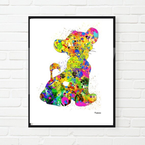Simba Disney Inspired Lion King Watercolor Art Nursery Wall Art