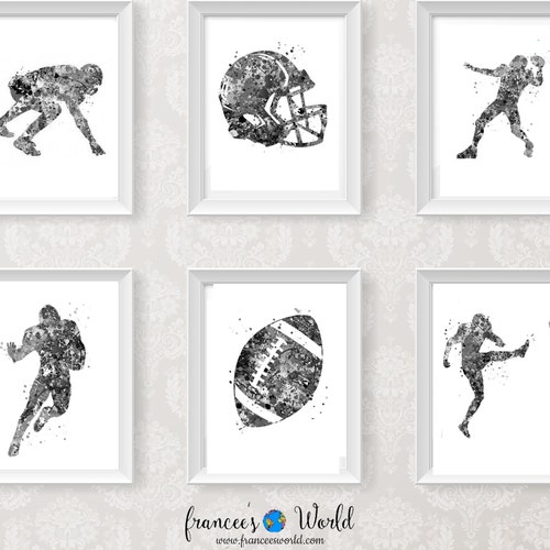 Football Print Football Player Black and White PRINTABLE | Etsy
