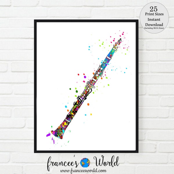 Clarinet Print, Clarinet poster, music art, Clarinet PRINTABLE, Kids Room Decor, Clarinet art, Clarinet instrument,clarinet wall decor