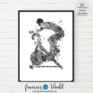 Stationary bike Print black and white bicycle stationary bike PRINTABLE workout room art gym art printable bike mam exercise home gym art