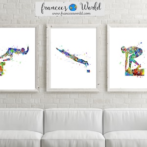 Swimmer Gift, Male Swimming Poster, Swimming Watercolor, Swimming Set, Swimming Printable,teen room, Swimmer Decor,Boys room art ,Swim art,