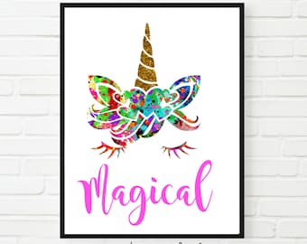Glitter Unicorn Print: Magical Kids Room Decor (Digital Download)