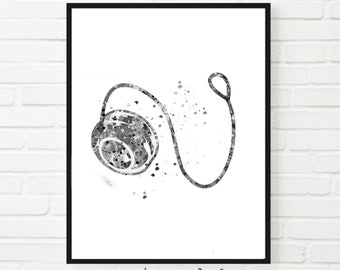 Lámina artística de acuarela Yo-Yo, decoración para dormitorio (descarga digital)