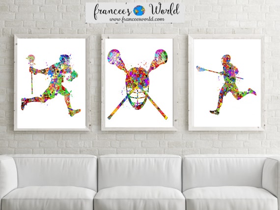 Lacrosse Print, Boy Lacrosse Gift, Lacrosse Goalie, PRINTABLE, Watercolor, Decor, set of 3, Lacrosse Art,Lacrosse Poster,Lacrosse Players Il_570xn