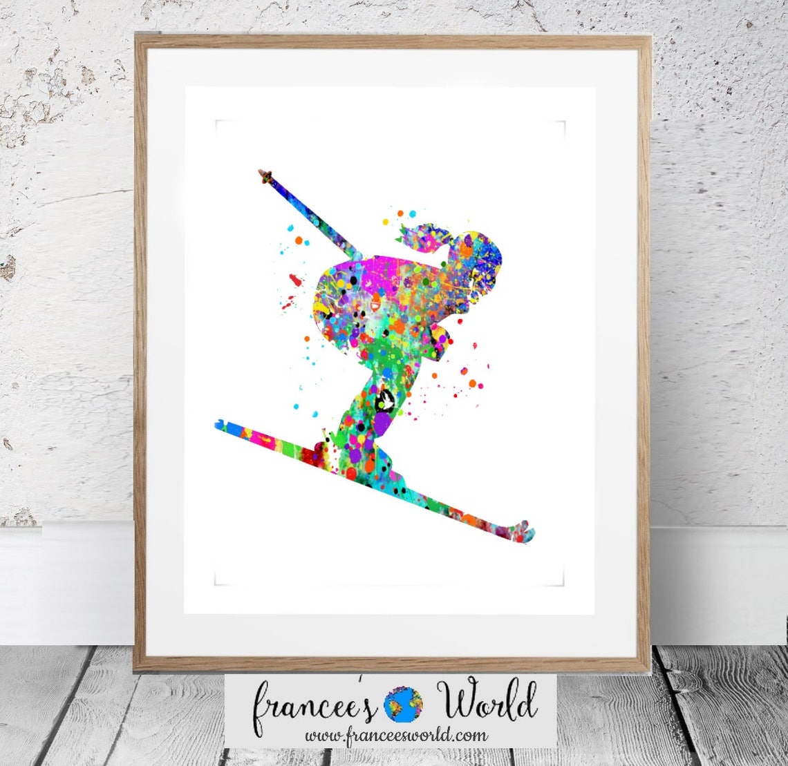 Ski PRINTABLE Watercolor Alpine Skier Ski Printablesport Etsy