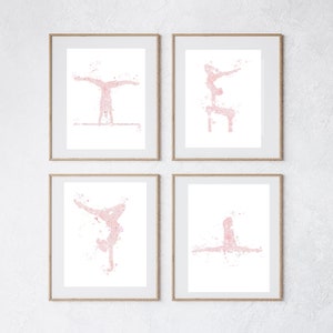 Gymnastics Gift, Light Pink Gymnastics  set of 4, Gymnastic Printable, Gymnastic party, port Print, Gymnast-girl room decor, Blush pink