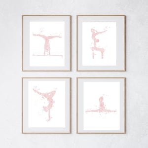 Gymnastics Gift, Light Pink Gymnastics  set of 4, Gymnastic Printable, Gymnastic party, port Print, Gymnast-girl room decor, Blush pink