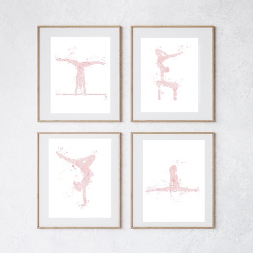 Cadeau de gymnastique, gymnastique rose clair ensemble de 4, gymnastique imprimable, fête de gymnastique, impression de port, décor de salle de gymnaste-fille, rose fard à joues