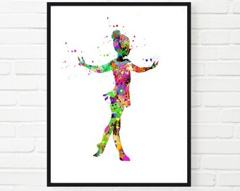 Ballerina Art Print: Colorful Ballet Girl Room Decor (Digital Download)