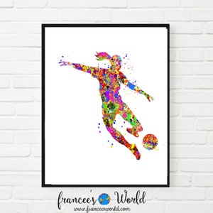 Soccer Girl Print, Printable, Girl Soccer poster, Soccer Watercolor, Girl Soccer Dorm Art, Soccer,Soccer party, t-shirt, Soccer Gift, soccer