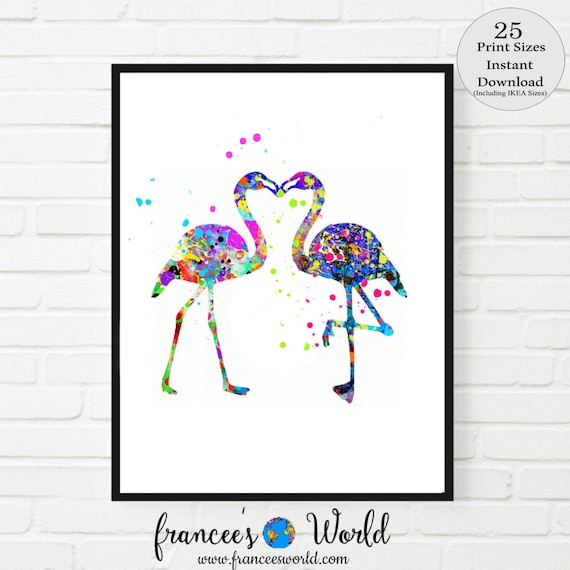 Flamingo Love Print flamingo PRINTABLE Valentine gift Wedding Gift kissing flamingos Wall Art Wall Love Decor Art Home Decor Wall Hanging Il_570xn