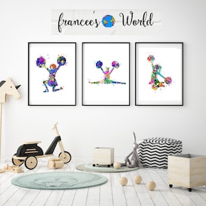 Cheerleader Print, Cheerleader Printable Set of 3 Cheerleader Art, Cheerleader Watercolor, Cheerleader Gift, Cheerleader Decor, Cheerleader Sport