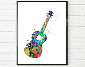 Guitar Art Printable Watercolor Art Music Art Home Decor Music Lover Musician Art Guitar Player Gift Music Room Art, guitar poster, musical