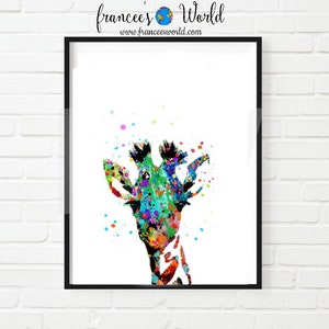 Giraffe Wall Art Print, Giraffe Watercolor Printable, Safari Nursery, Printable Digital Download, Giraffe Decor, Printable Wall Art, Giraffe