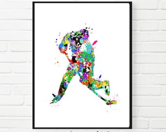 Ice Hockey PRINTABLE, Ice Hockey Watercolor, boy Ice Hockey Art,ice hockey decor, Hockey Picture,ice hockey party, hockey stick, ice hockey