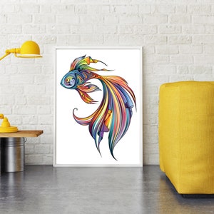 Fish Print, Colorful Fish, Fish Art, Beta Fish, PRINTABLE, Fish Decor ...