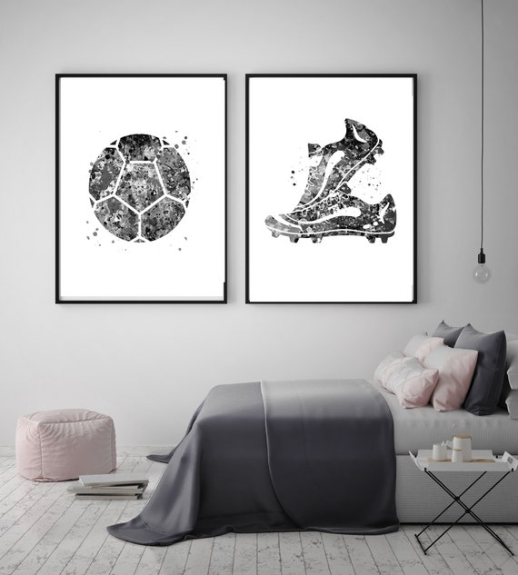 Voetbal en voetbalschoenen print set zwart-wit voetbal - Etsy Nederland