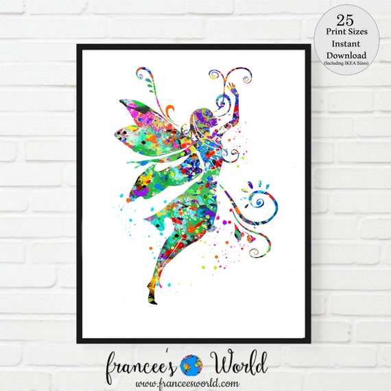 Fairy print, fairy wings, fairy woman, PRINTABLE, fairy girl, fairy decor, fairy wall art, fairy watercolor, Instant download, girl room Il_570xn