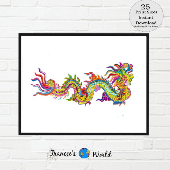 Dragon Print Chinese Dragon Printable Dragon Art Colorful Dragon Watercolor Instant Download Chinese Art Dragon Poster Wall Decor By Francee S World Catch My Party