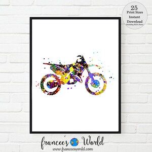 Motorbike Sport Printable, Motorcycle Watercolor,Sport Bike Motorcycle Dirt Bike, Boys Room Art,Stunt Racing Bike Motocross Poster Dorm Art