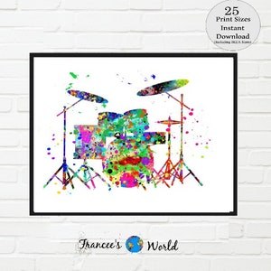 Drums Print, drum set,  art music room decor, musical art, drums Dorm decor, drum set printable Dorm art, Drummer gift, musical instrument