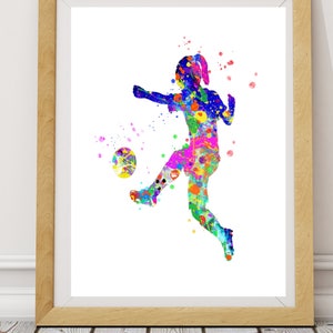Soccer Gift soccer printable Girl Soccer Poster, Soccer Watercolor, Girl Soccer Dorm Art, Girl Room Art,Soccer party,Sport Print,Soccer Art