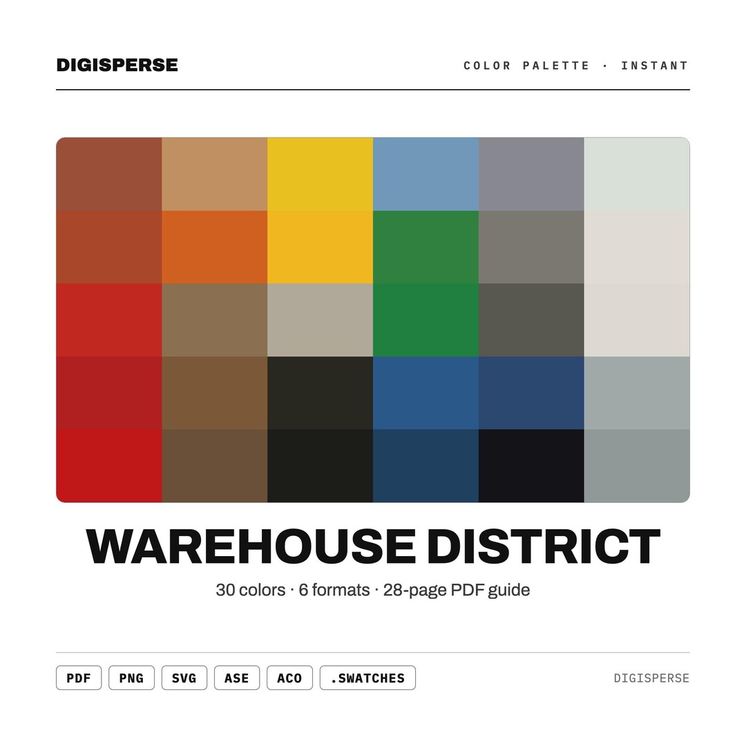 Warehouse Color Code Warehouse District Color Palette | 30 Colors | Hex RGB CMYK | Color ...