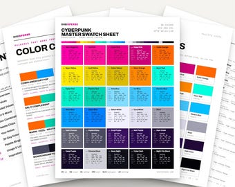Cyberpunk Color Palette | 30 Colors | Hex RGB CMYK | Color Guide | Procreate Swatches + ASE | Digital Download