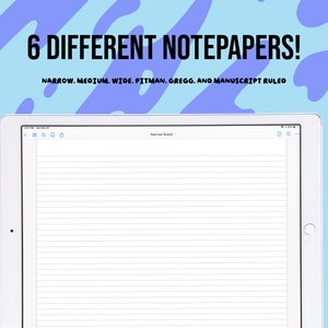 6 Landscape Lined/Ruled Notepapers Bundle as Single Page PDFs - Perfect for Goodnotes, Notability, Xodo