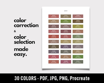 Earthy Color Palette Designers – 30 Hex Swatches for Procreate & Print (PDF, JPG, PNG)