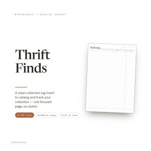Planilha para Achados em Brechós | Registro de Coleções | PDF para GoodNotes no iPad | Download Digital