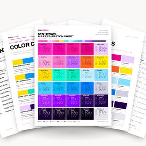 Retro Neon Color Palette for 80s Sci Fi Art and Outrun Music Branding, 30 Synthwave Grid Hues, Procreate Swatches, Hex Codes