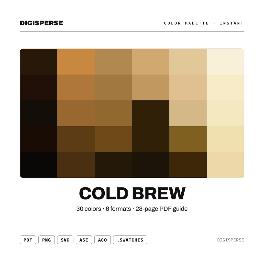 Cold Brew Color Palette | 30 Colors | Hex RGB CMYK | Color Guide ...