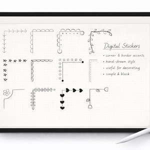 Corner Doodle Pack 1 | Digital Planning and Bullet Journaling Stickers | Cute, Decorative, Hand-drawn | PNGs & Goodnotes Collection