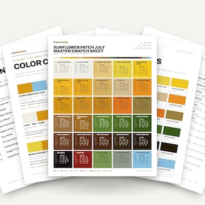Sunflower Patch July Color Palette | 30 Colors | Hex RGB CMYK | Procreate Swatches + ASE | Digital Download