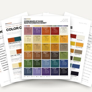 Corn Maze at Dusk Color Palette | 30 Colors | Hex RGB CMYK | Procreate Swatches + ASE | Digital Download