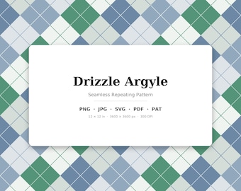 Drizzle Argyle Seamless Pattern | Multi-Color Fabric Design (Digital Download)