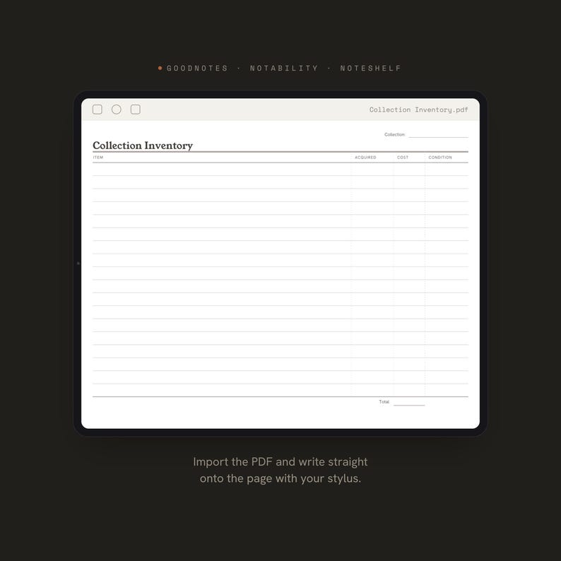 Collection Inventory Planner Insert | Collection Log | GoodNotes iPad PDF | Digital Download image 5